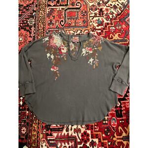 Johnny Was Chrys Embroidered Waffle Knit Tee Size XL